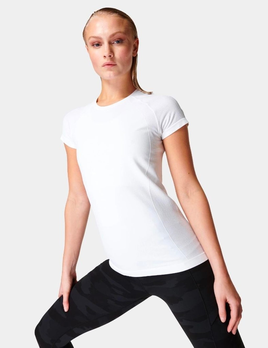 Sweaty Betty Seamless Athletic Tee White Small Short Sleeve Performance Top