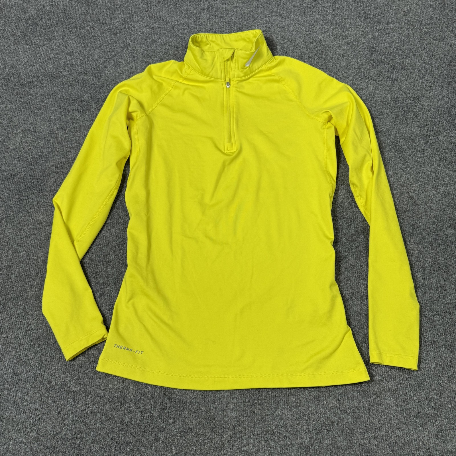 Nike Pro Combat Therma-FIT Shirt Womens Medium Yellow 1/4 Zip Long Sleeve Top