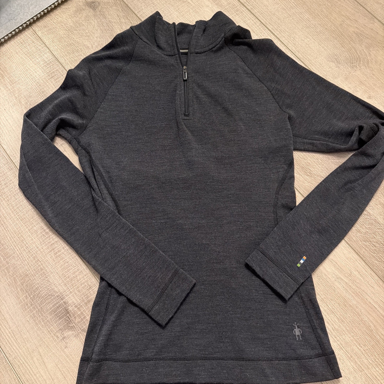 SMARTWOOL Women’s M Classic Thermal Merino Base Layer 1/4 Zip Top Gray SW016373