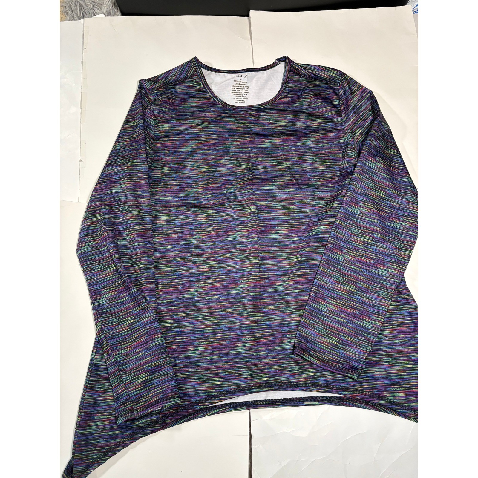 Lulu Womens XL Multicolor Space Dye Athletic Tunic Top Long Sleeve Stretch
