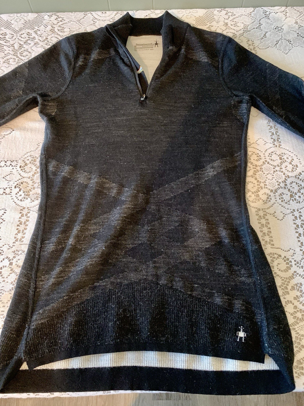 Smartwool Pullover Womens Size Medium Black Intraknit 200 1/4 Zip Merino