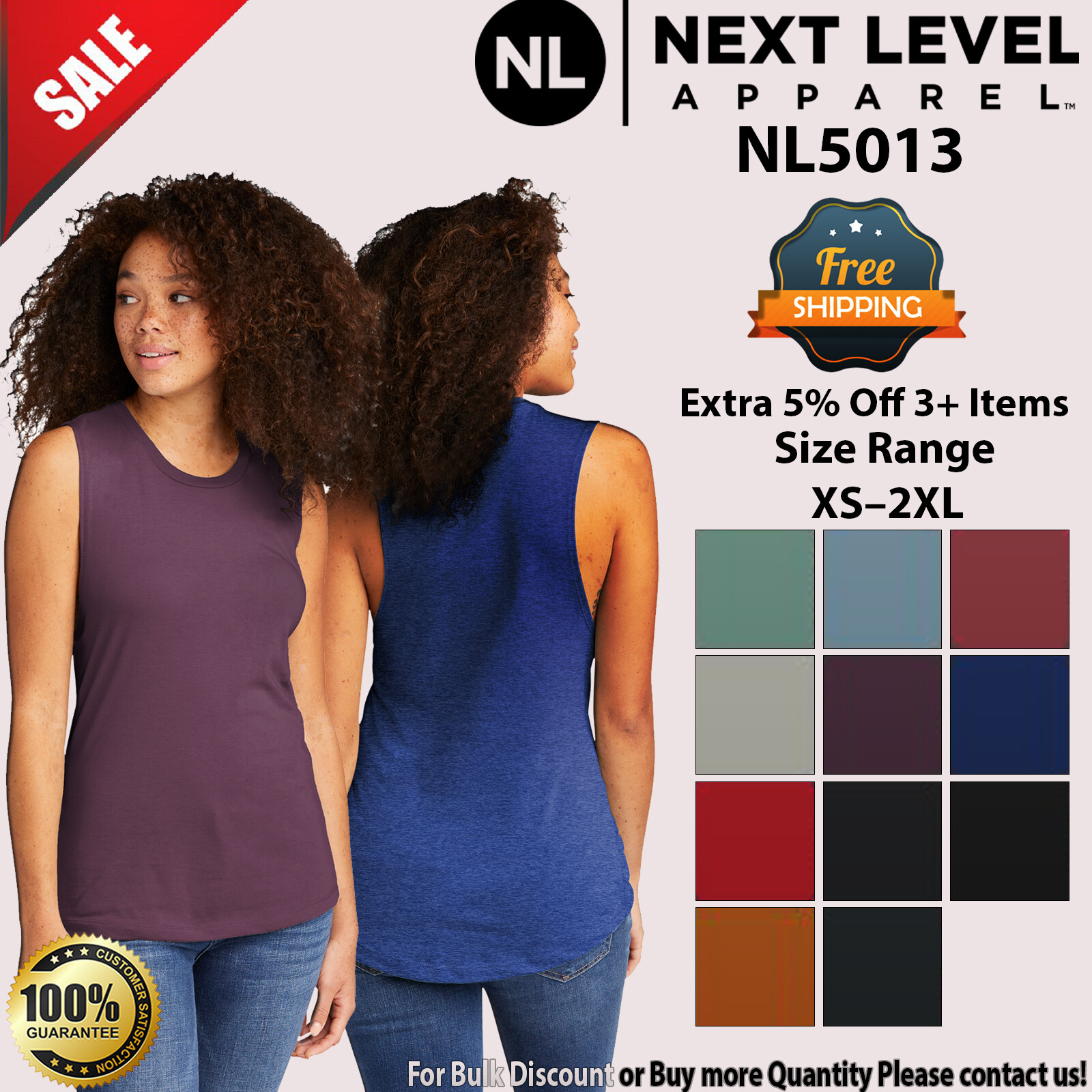 Next Level Womens Short Sleeve Festival Muscle Crew Neck Stylish Tank Top N5013