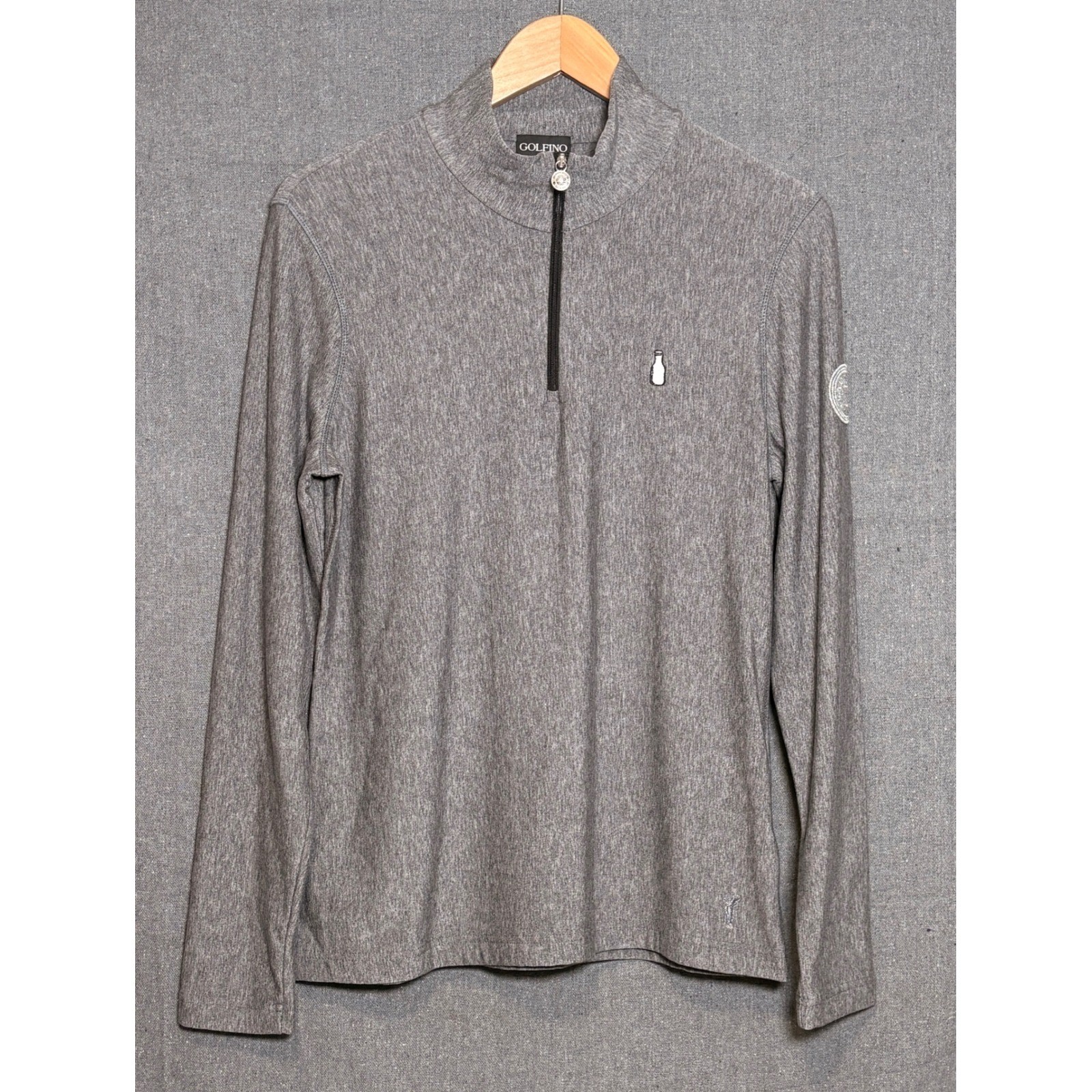 Golfino Womens Heather Grey Quarter Zip Pullover Long Sleeve Golf Top Size 12 L