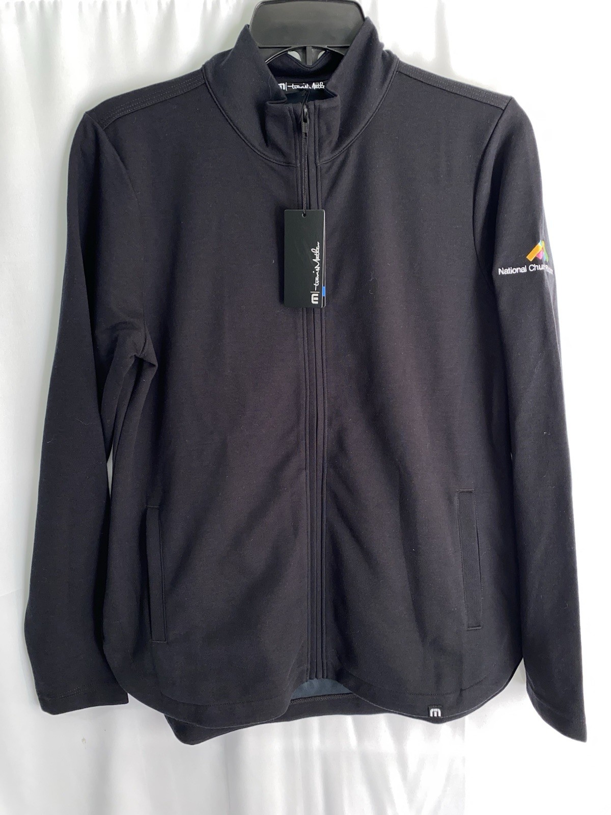 NWT Travis Mathew Coveside Full Zip Mock Neck Womens Small National Church Logo