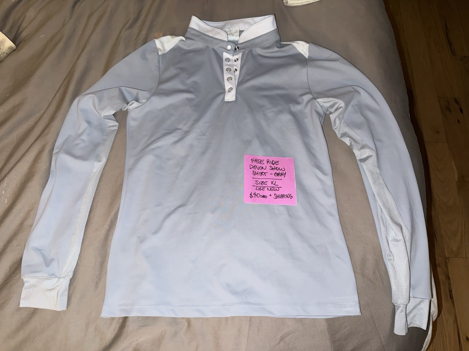 Free Ride Devon Show Shirt Gray XL Women’s Long Sleeve Button Front