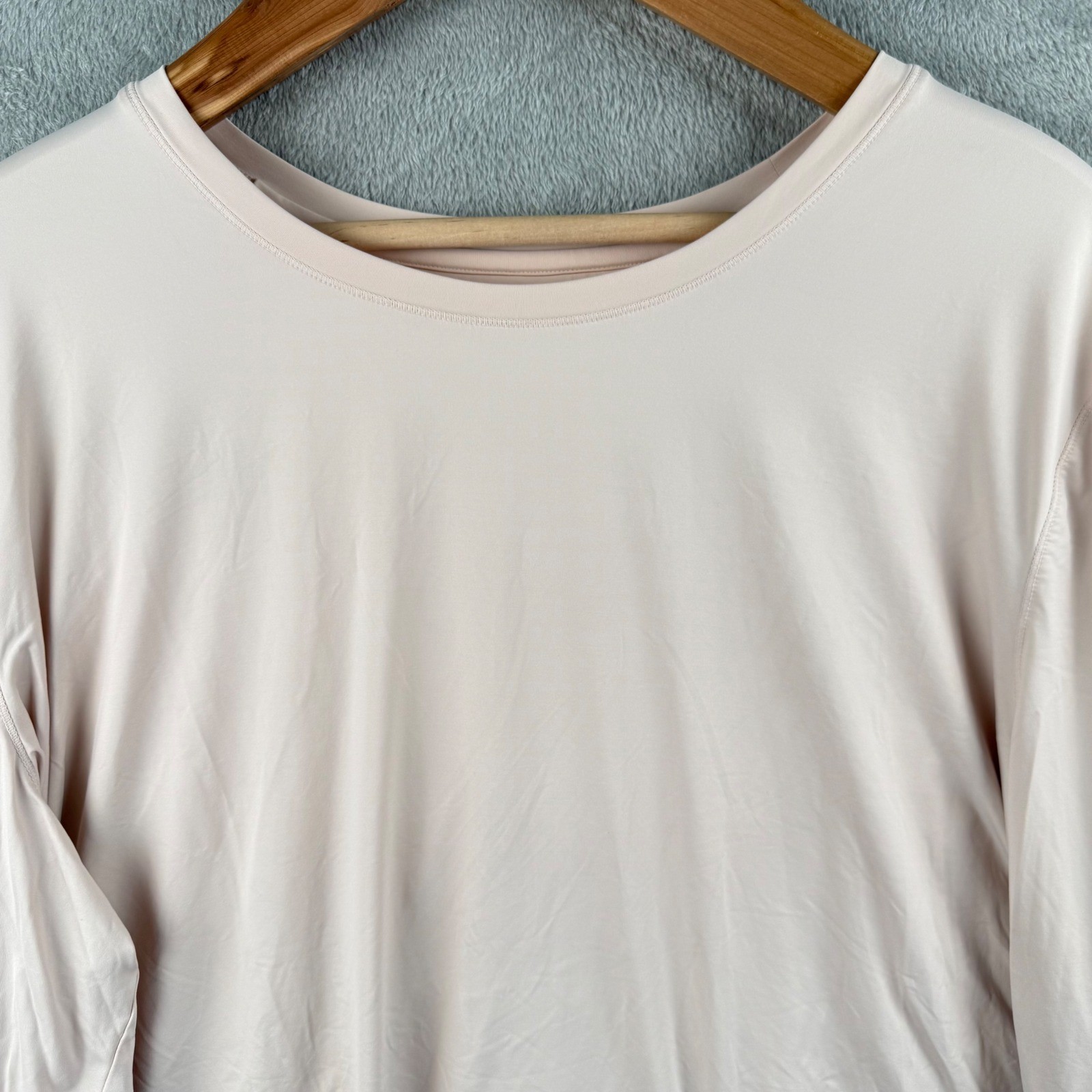 Athleta Long Sleeve Shirt Womens 2X Light Pink Athleisure Workout Stretch Casual