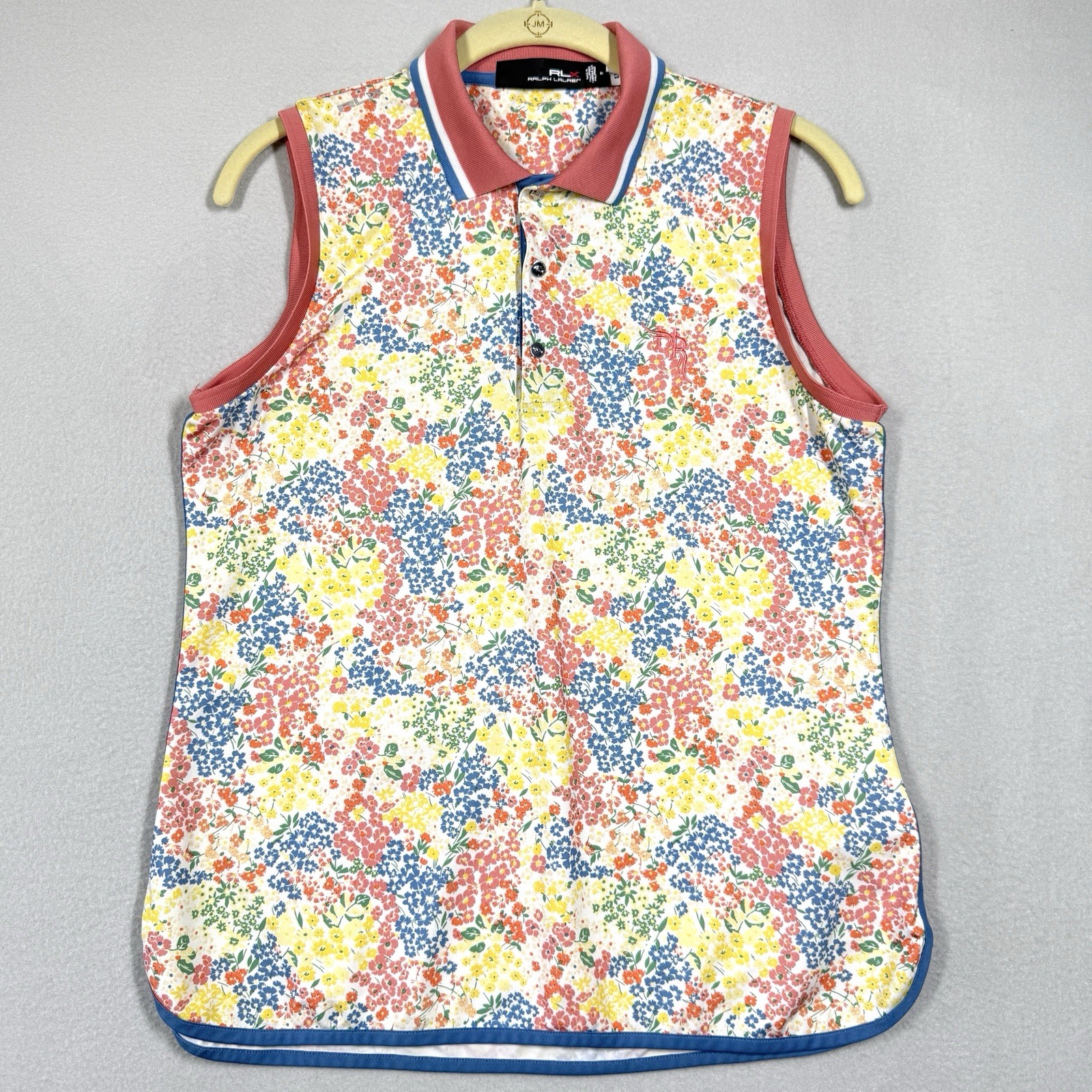 RLX Ralph Lauren Polo Shirt Womens M Airflow Floral Sleeveless Golf Hawks Ridge