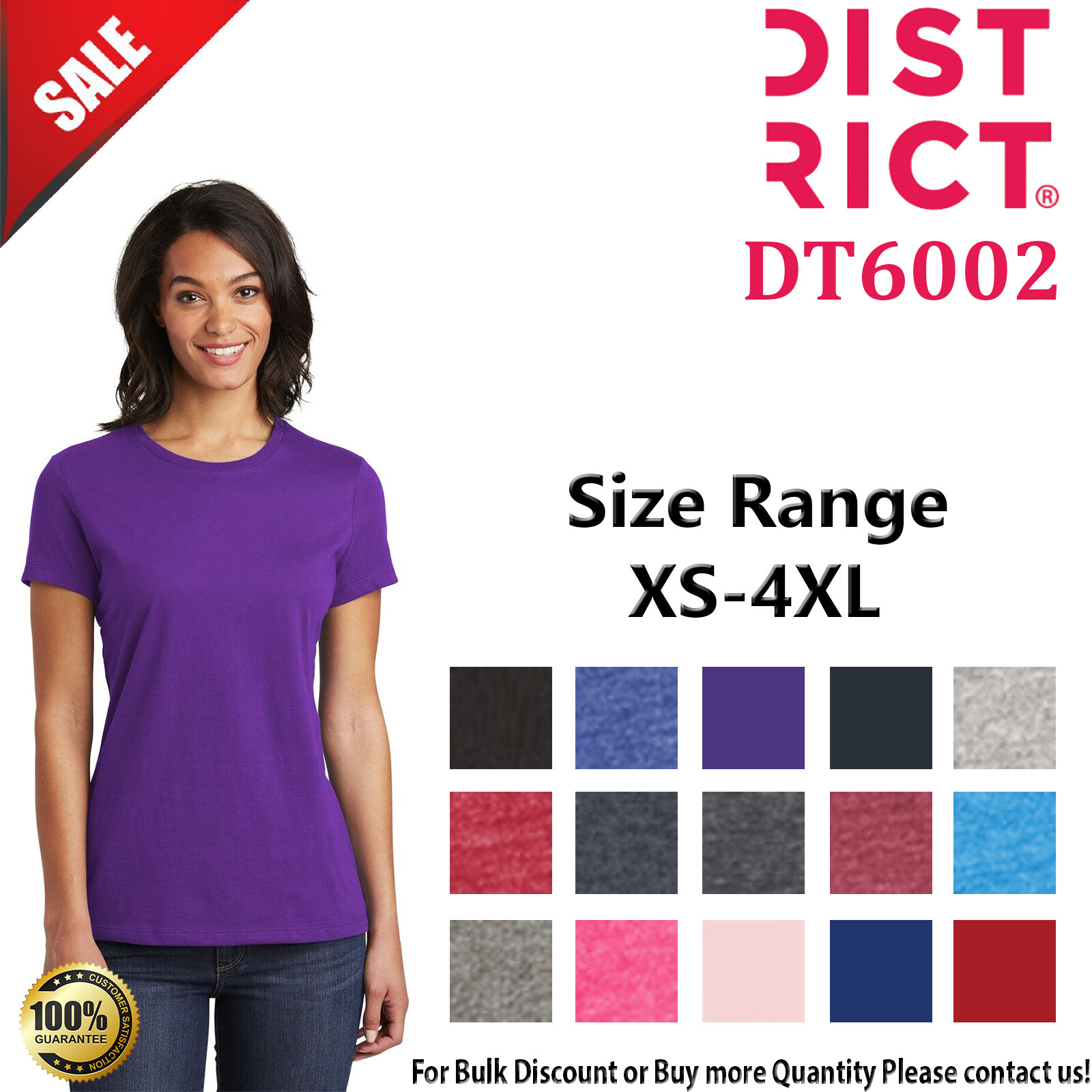 District Womens Short Sleeve Very Important Tee Crew Neck DT6002
