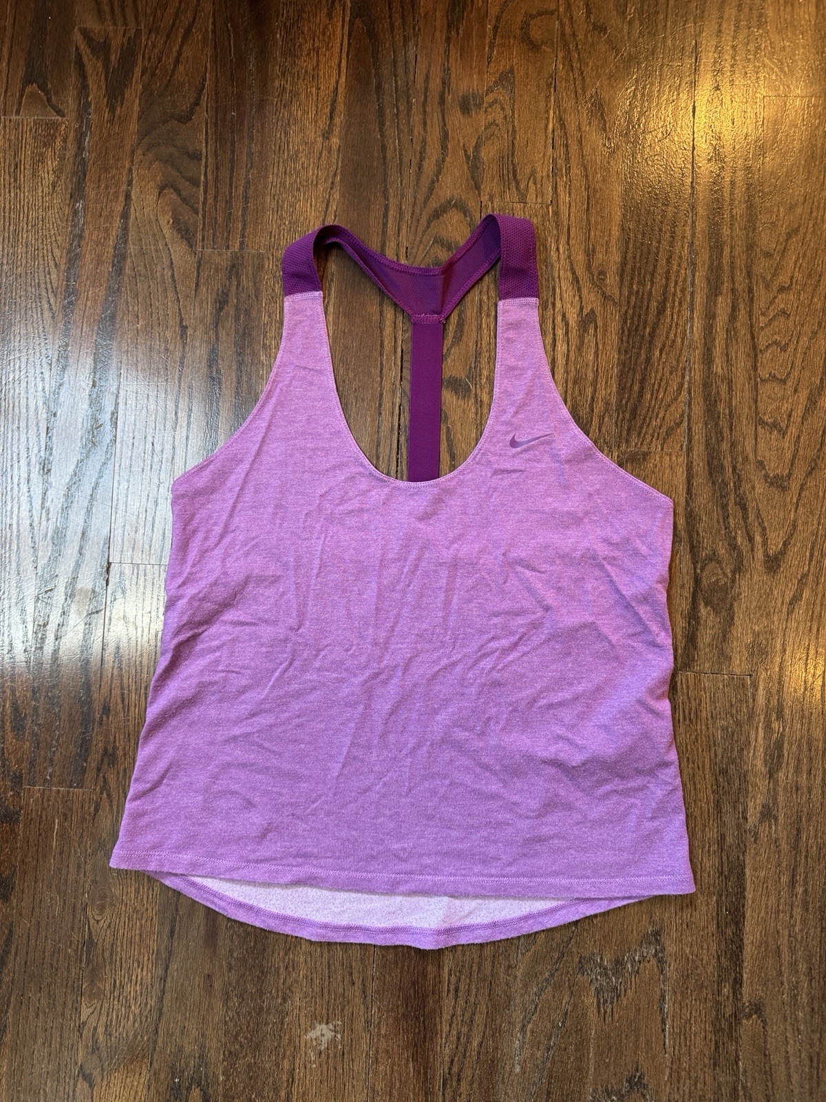 Nike Dri-FIT Women’s Purple Solid Racerback Tank Scoop Neck Loose Fit Size S