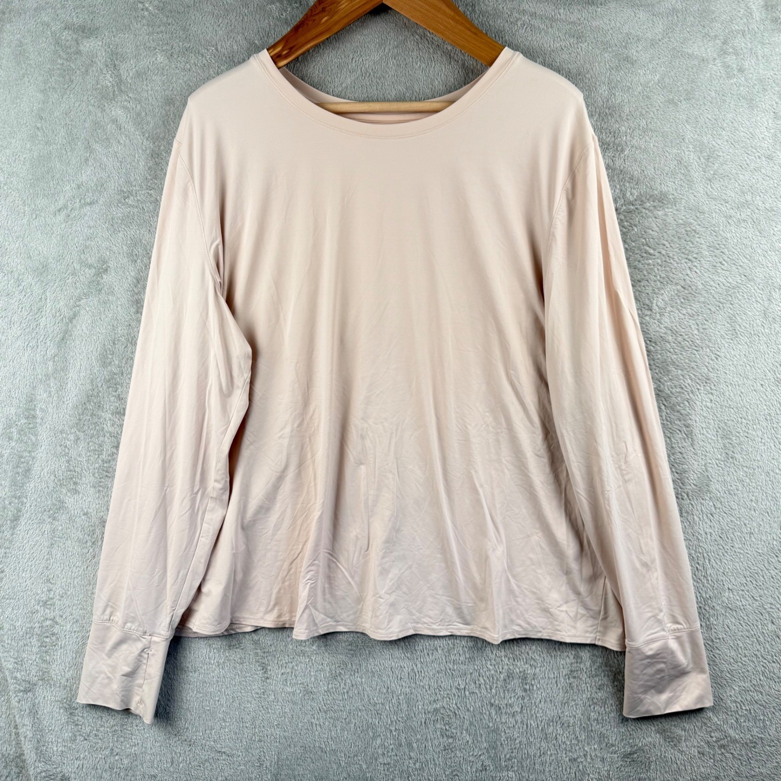 Athleta Long Sleeve Shirt Womens 2X Light Pink Athleisure Workout Stretch Casual