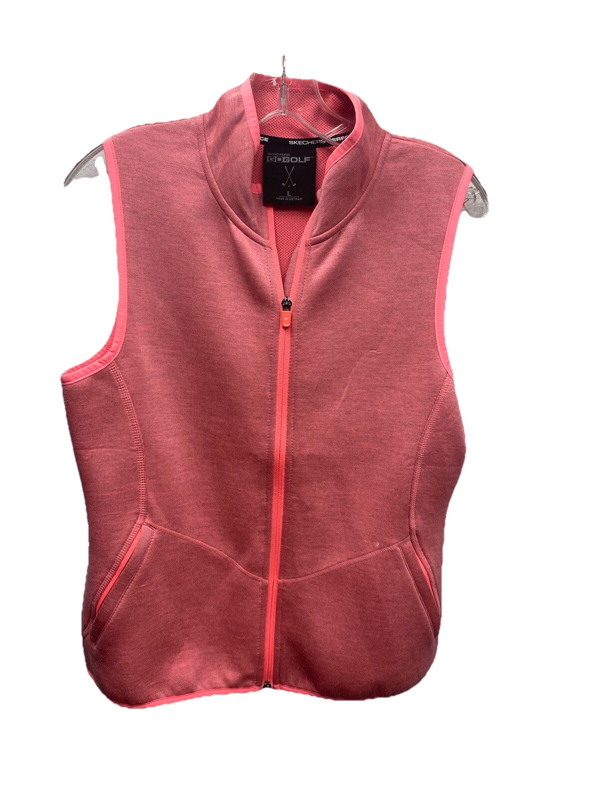 Skechers Go Golf Womens Large Hot Pink Whistler Vest Zippered Moisture Wicking