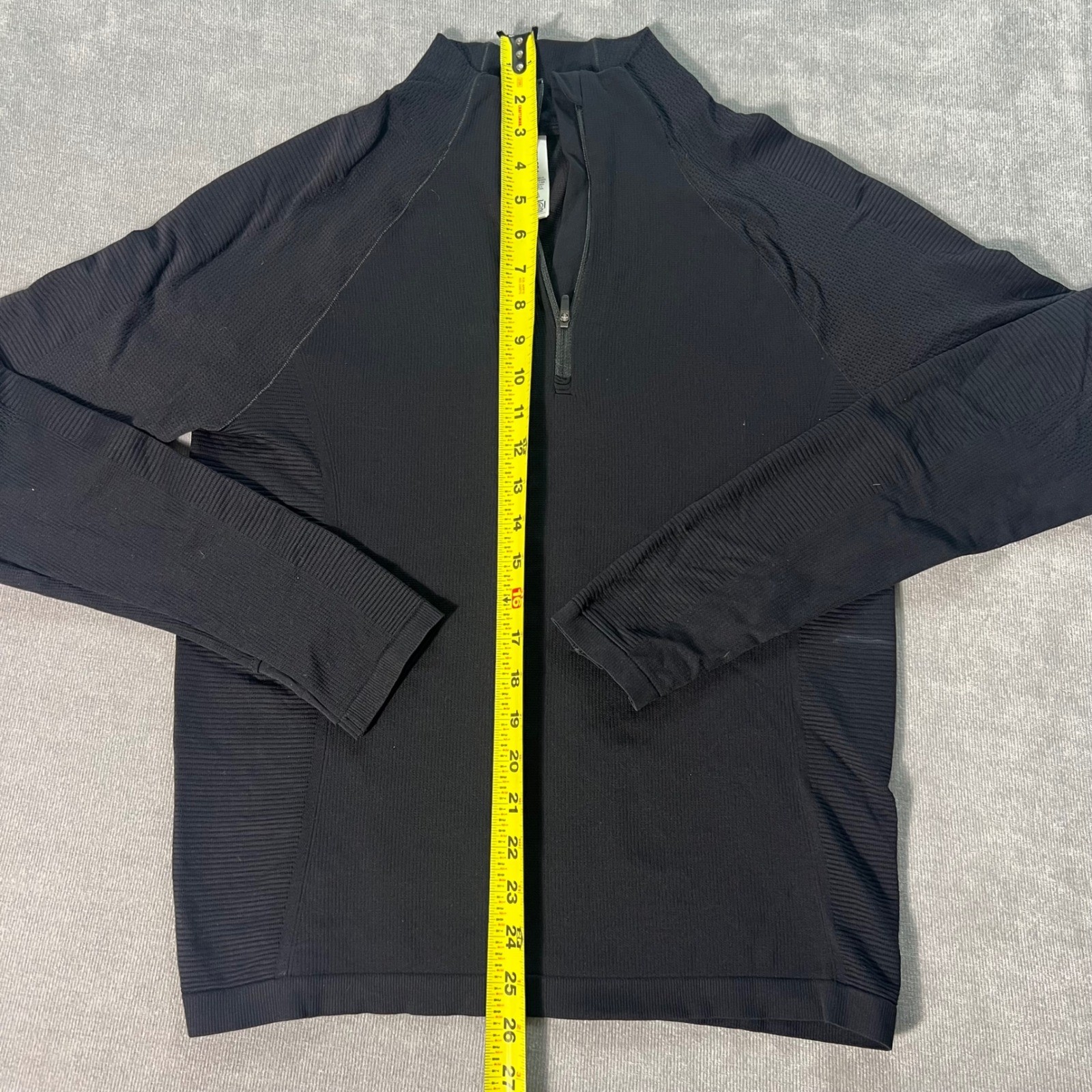 Athleta Momentum Quarter Zip Pullover Black Seamless Running Top Large 17897