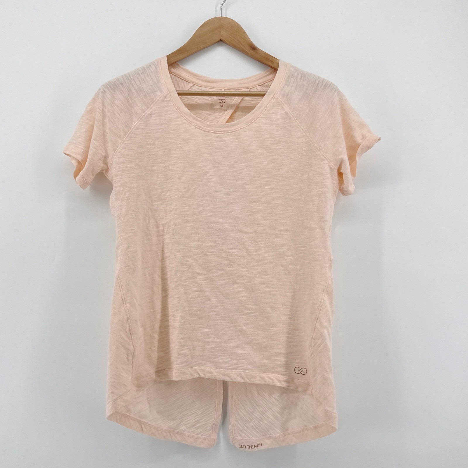 Calia by Carrie Underwood Peach Open Back Twist Slub Knit T-Shirt Womens Medium