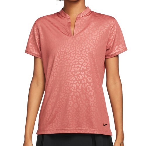 Nike Women Golf Dri Fit Short Sleeve Shirt Rust Orange Faint Cheetah NEW NWT
