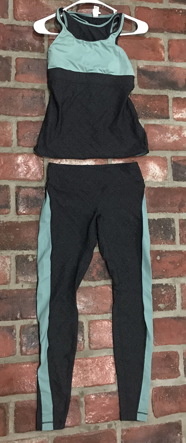 Pure & Good Anthropologie 2 Piece Workout Set Tank Leggings Size XS Activewear