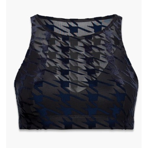 Savage X Fenty Risqué Taker Houndstooth Medium-Impact Sports Bra –Black –Small
