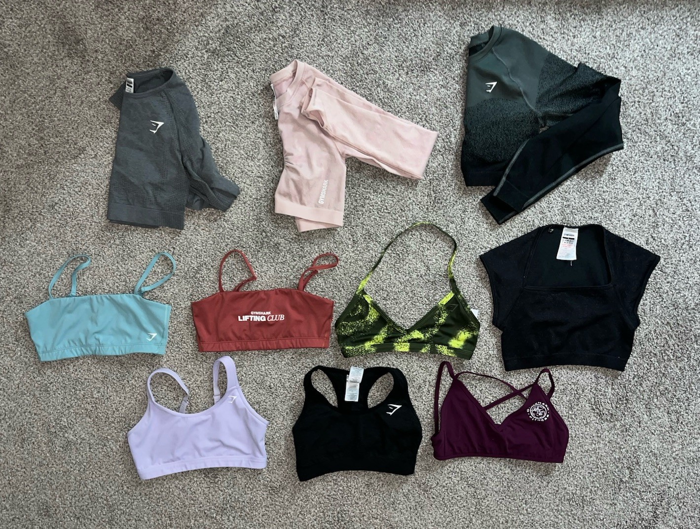 Gymshark Bulk Tops Lot Of 10 Size Small Great Condition Sports Bra Long Sleeve