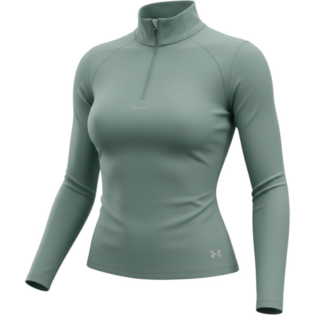 Under Armour Womens M Motion 1/2 Zip Fitted Long Sleeve Top Sage Green NWT