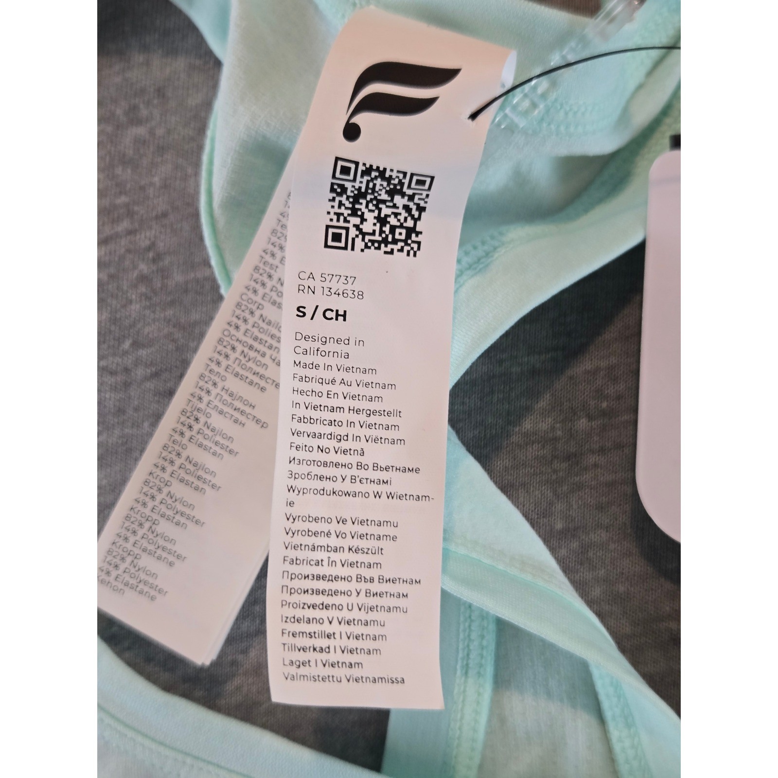 Fabletics Feather Tech Racerback Tank Womens Small Aqua Aura Mint Green New! NWT