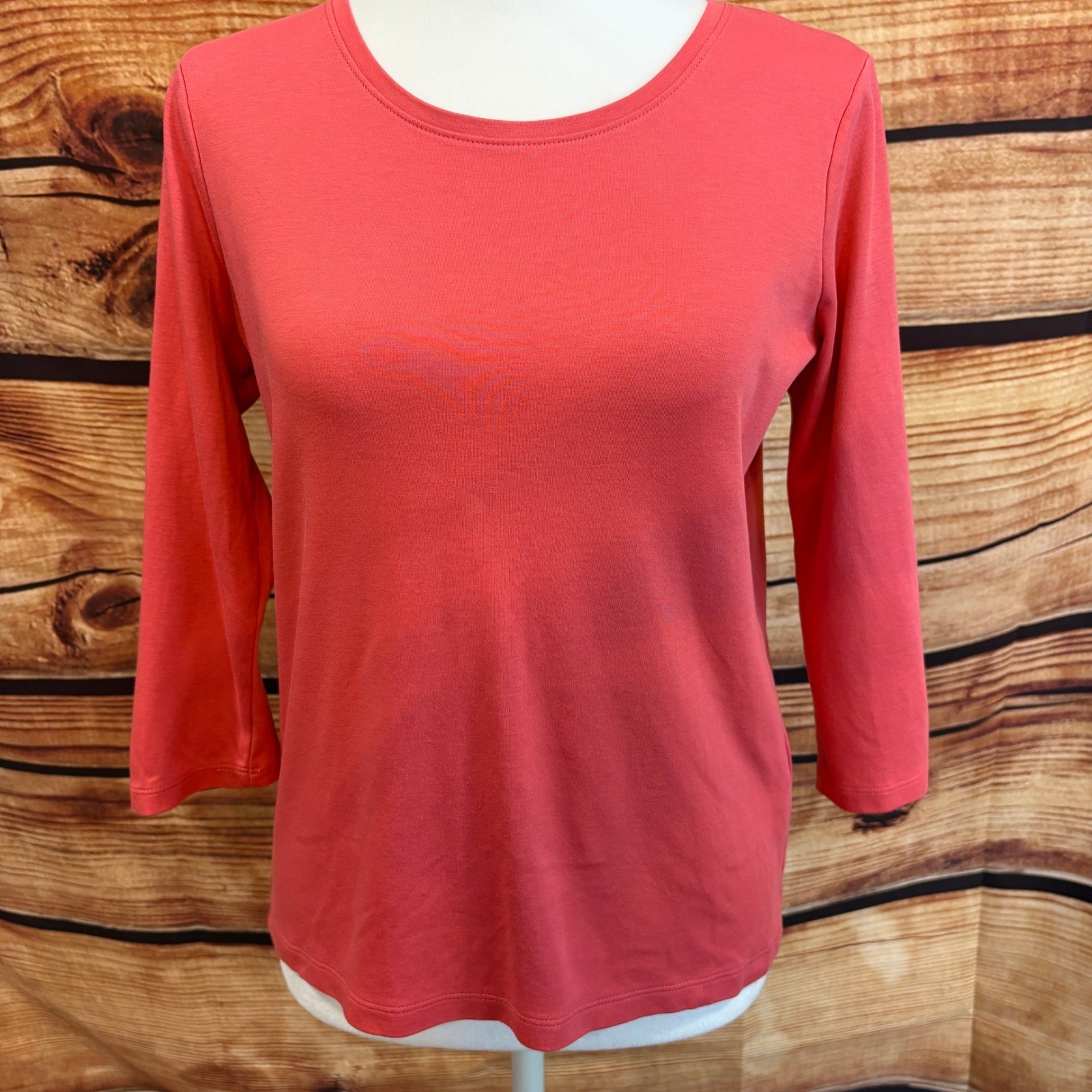 LL Bean Womens Pink 100% Soft LIghtweight Supima Cotton 3/4 Sleeve Top Size SP