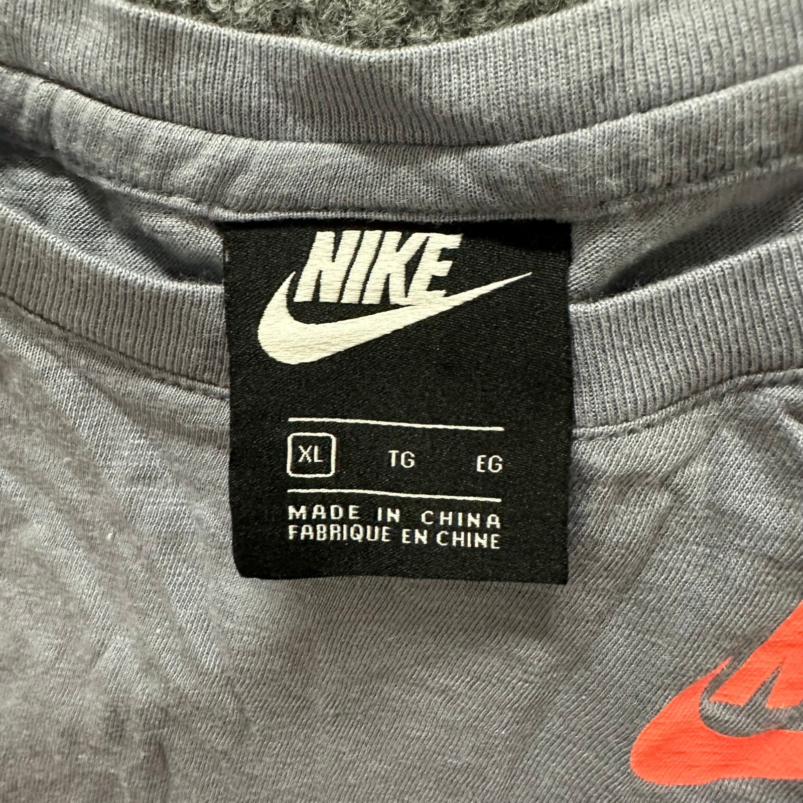 Nike Long Sleeve Shirt Womens XL Grey Orange Mesh Cuff Athletic Cotton Modal