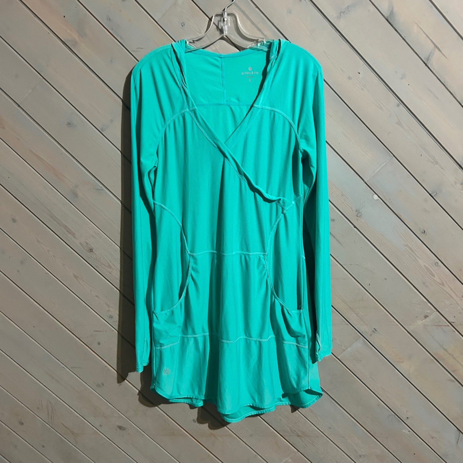 Athleta Women’s Hooded Cross Front Tunic Top Swim Cover Up Green Small