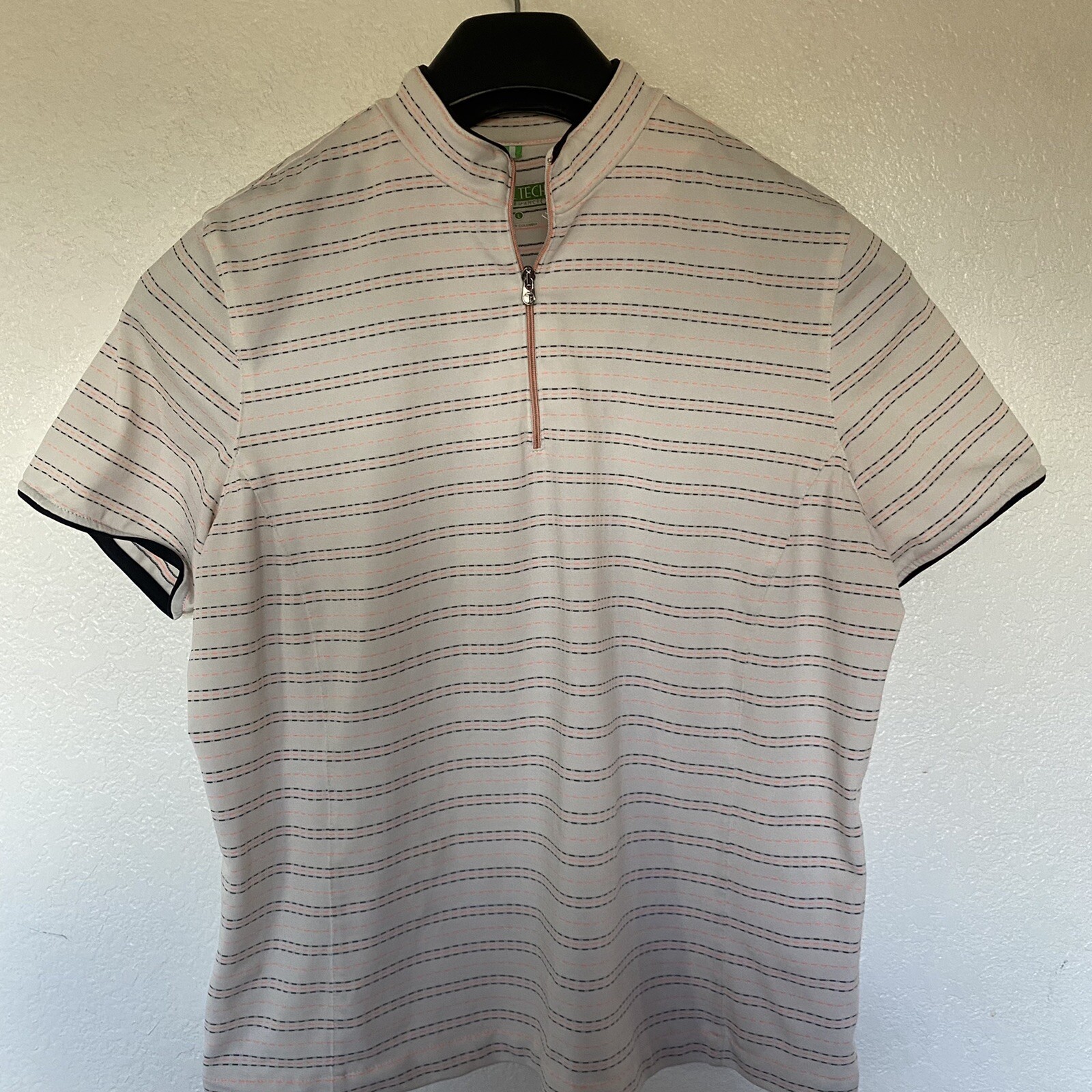 Tail Tech Performance Womens Multicolor Short Sleeve 1/4 Zip Activewear Top Sz L