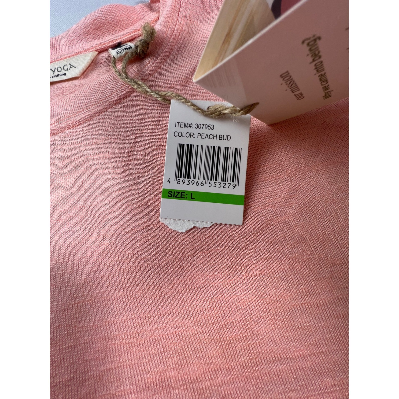 Earth Yoga Sustainable Tee Shirt Peach Bud Pink Viscose Recycled Poly 307953 L