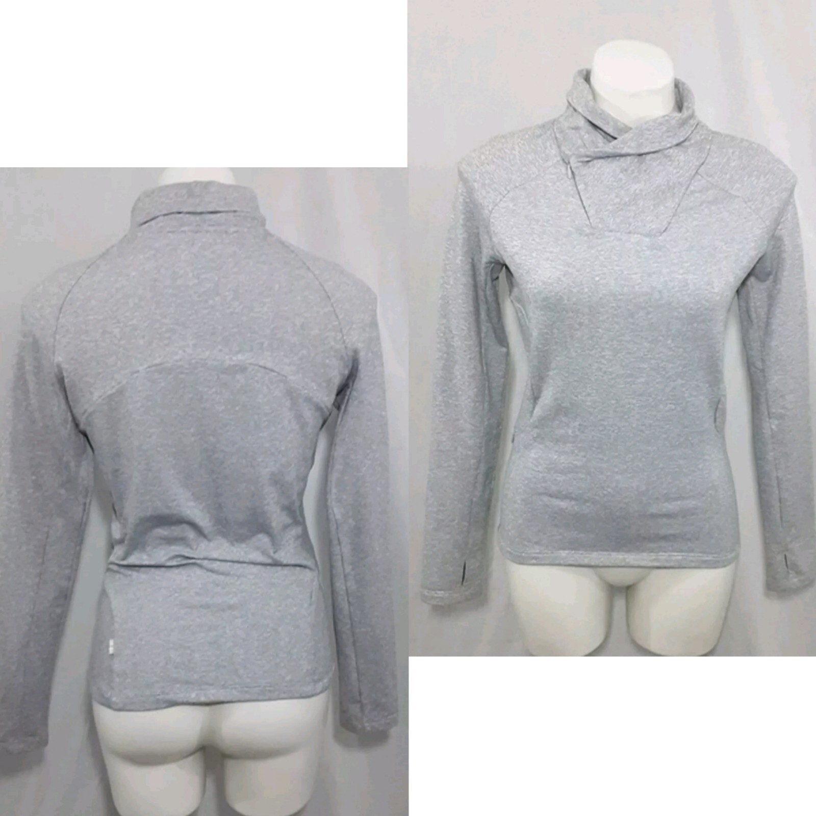 MPG Sport Light Gray Long Sleeve Performance Pullover S Quarter Zip Active Top