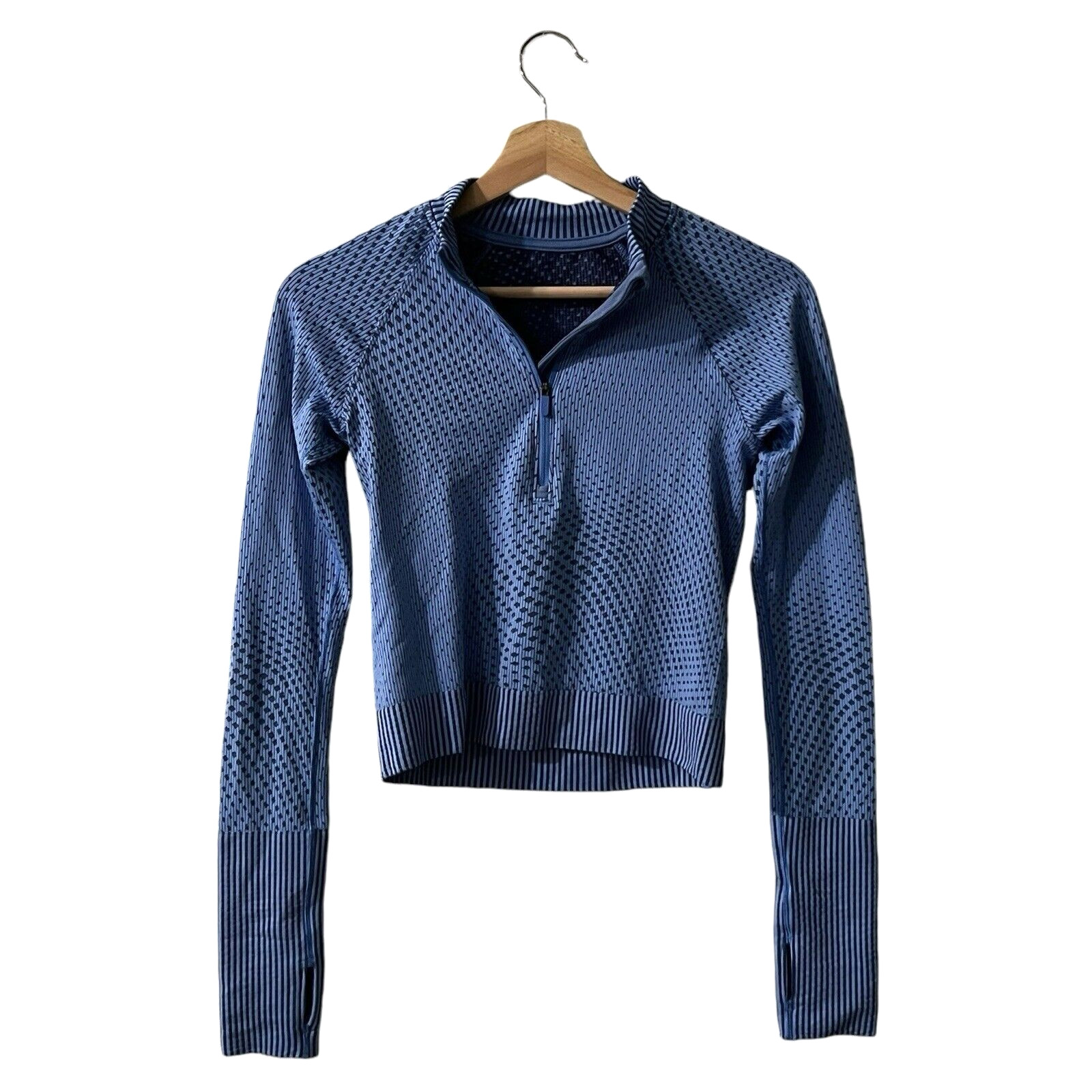 Lululemon Rest Less Cropped Half-Zip Pullover Size 2 Ribbed Knit Nile Night Sea