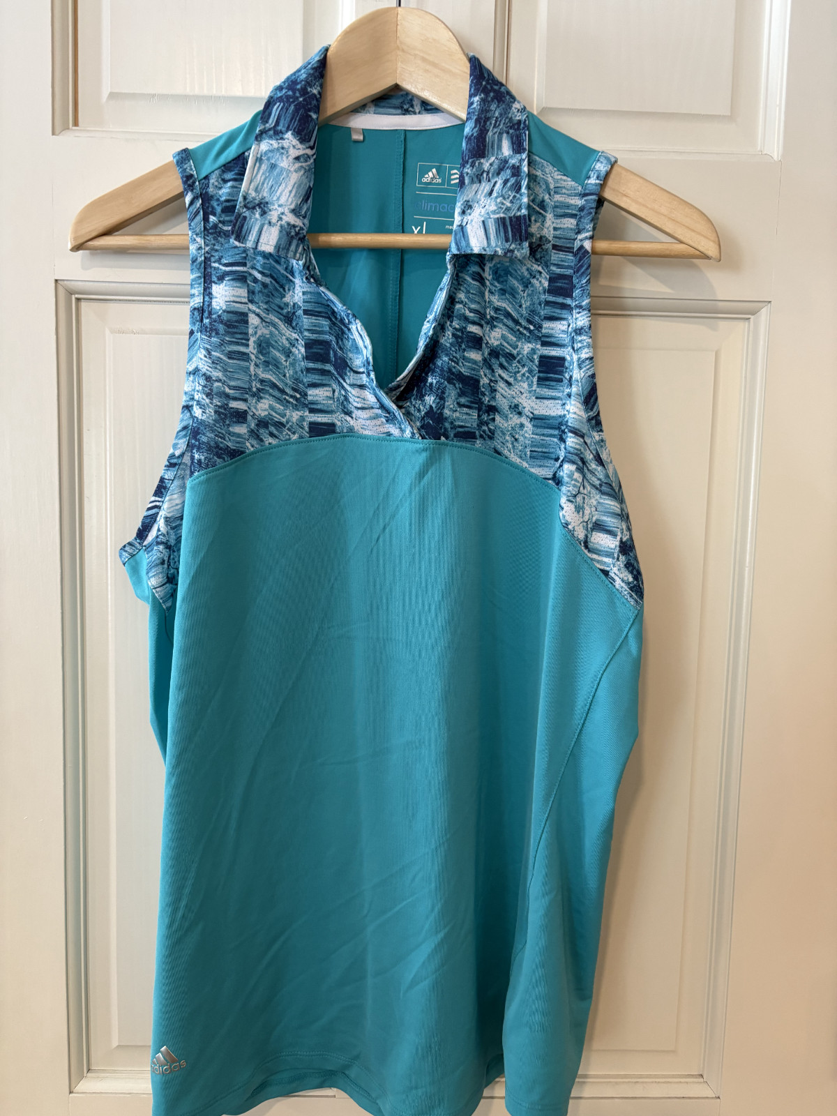 Adidas climacool racerback tank collar womens golf tennis XL aqua