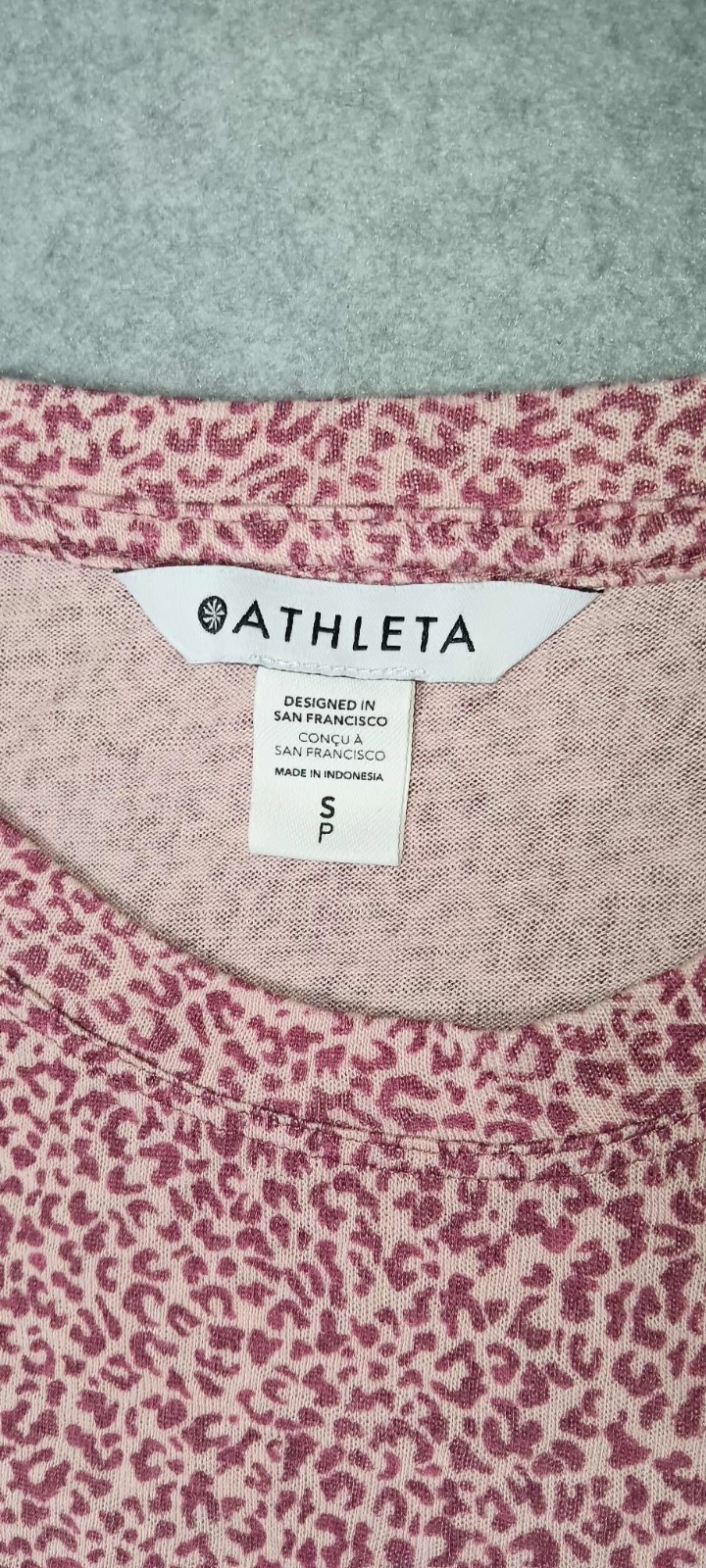 Athleta Breezy Tank Top Size Small Bashful Rose Cheetah Animal Print Atheisure