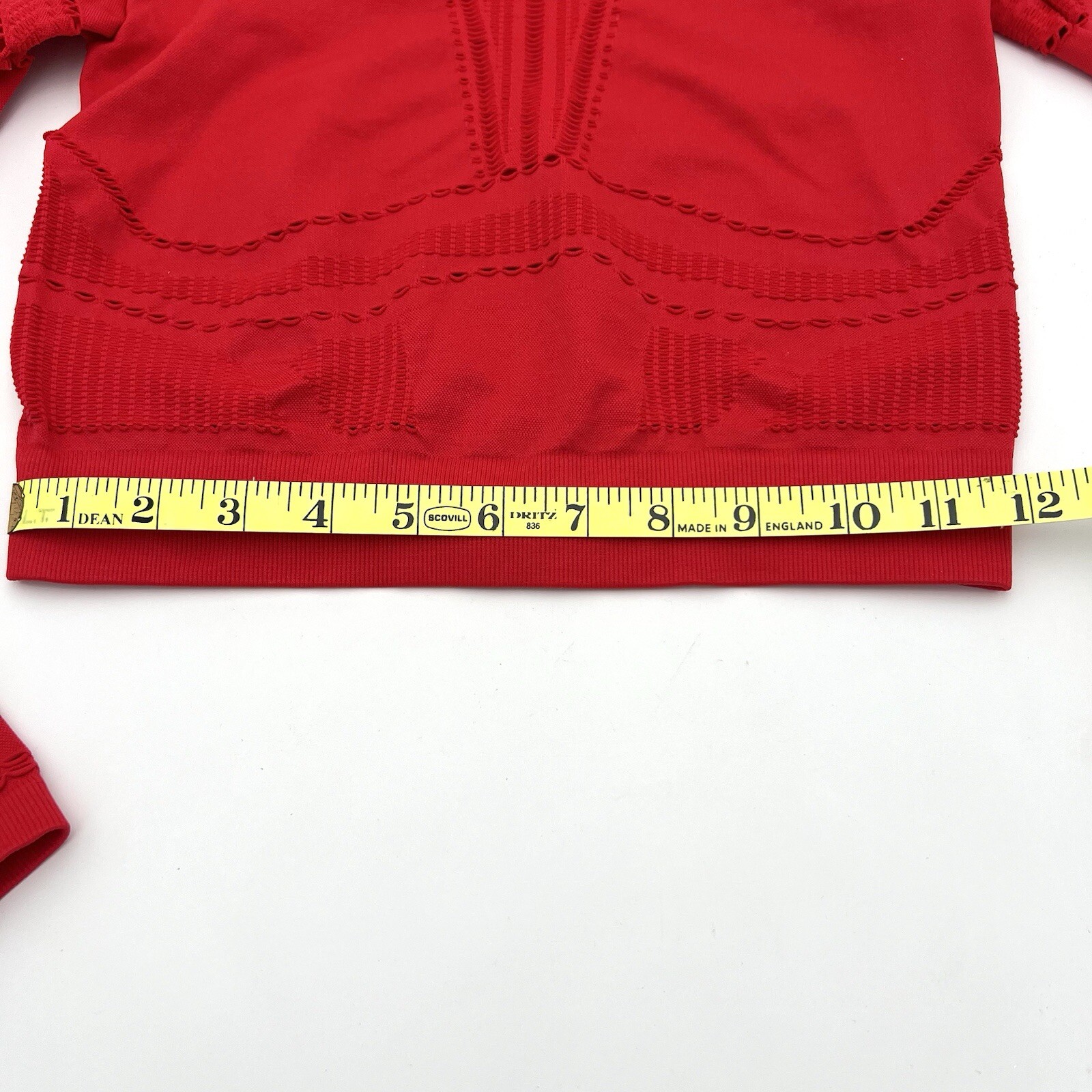 Fabletics Jaymee Shirt Small Mesh Long Sleeve Cut Out Top Lipstick Red Cropped