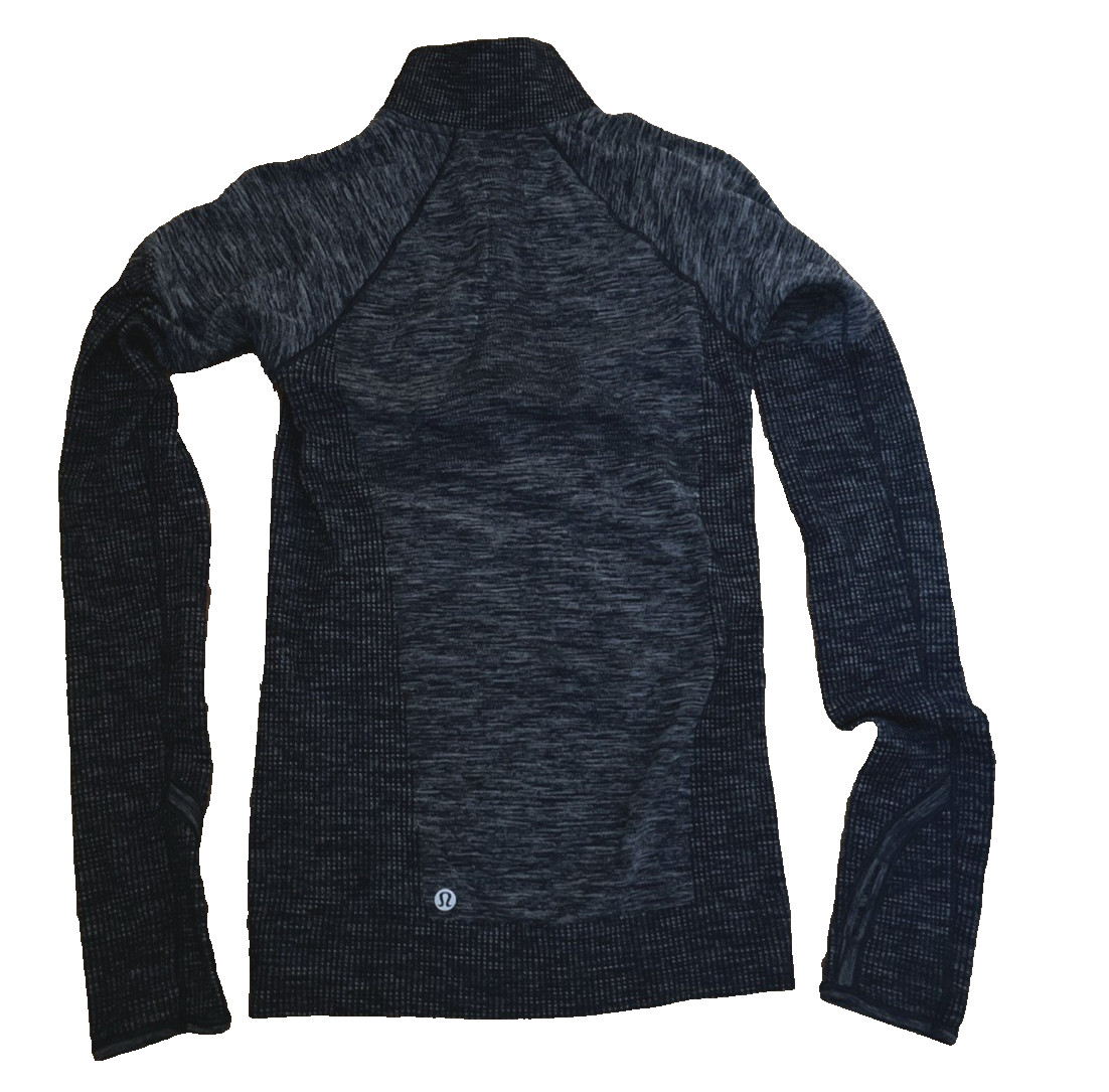 Lululemon Womens Swiftly Wool 1/2 Zip Stretch Pullover Top Black Gray Size Small