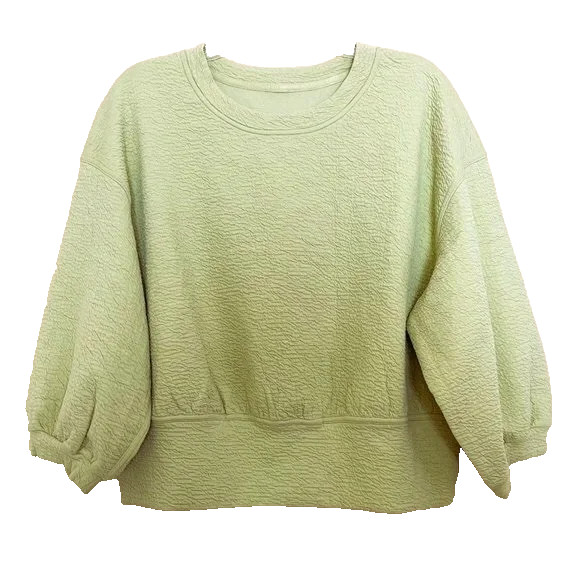 Lululemon Textured Crewneck Pullover 10 Cropped Balloon Sleeve W3EEJS Athleisure