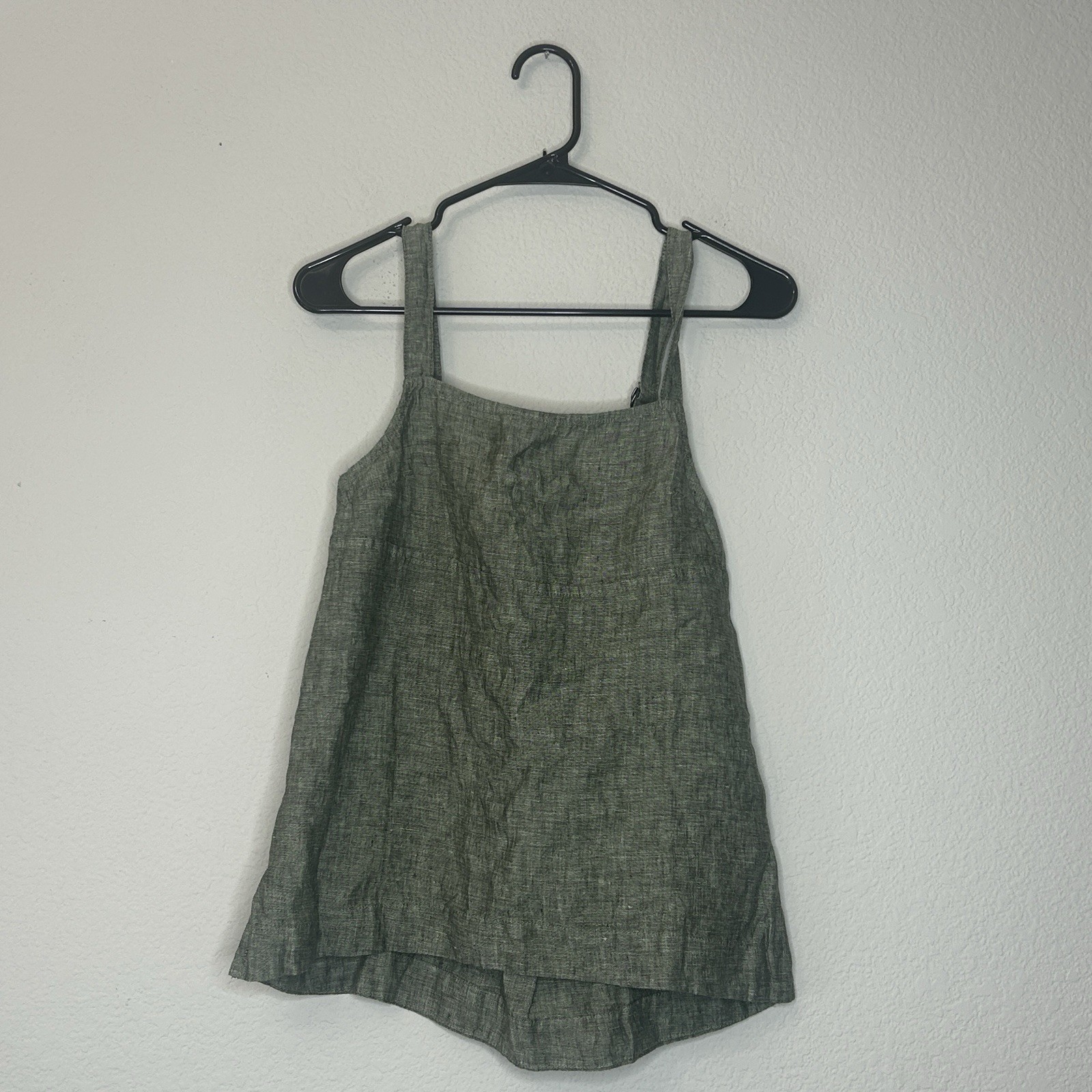 Athleta Women’s Voyager Linen Tank Top 100% Linen Olive Green Size XS Sleeveless