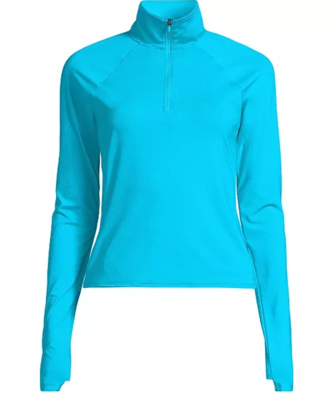 Lands’ End Women’s Quarter Zip Rash Guard -Turquoise UPF 50+ – XXL
