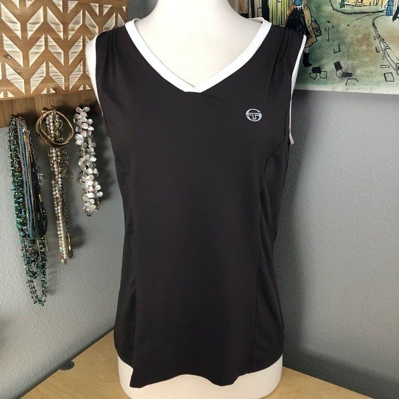 SERGIO TACCHINI Brown White Vented Designer Active Tank Top Women’s size L