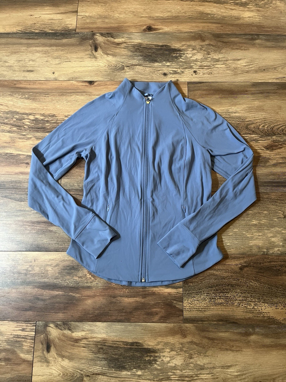 Athleta Salutation Jacket Womens Medium Blue Full Zip Yoga Activewear Shapewear