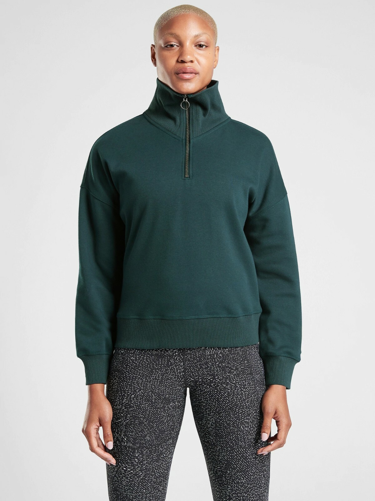 NWT Athleta Cozy Karma 1/4 Zip Top, Nordic Teal SIZE ST S T #510393 Z0605H