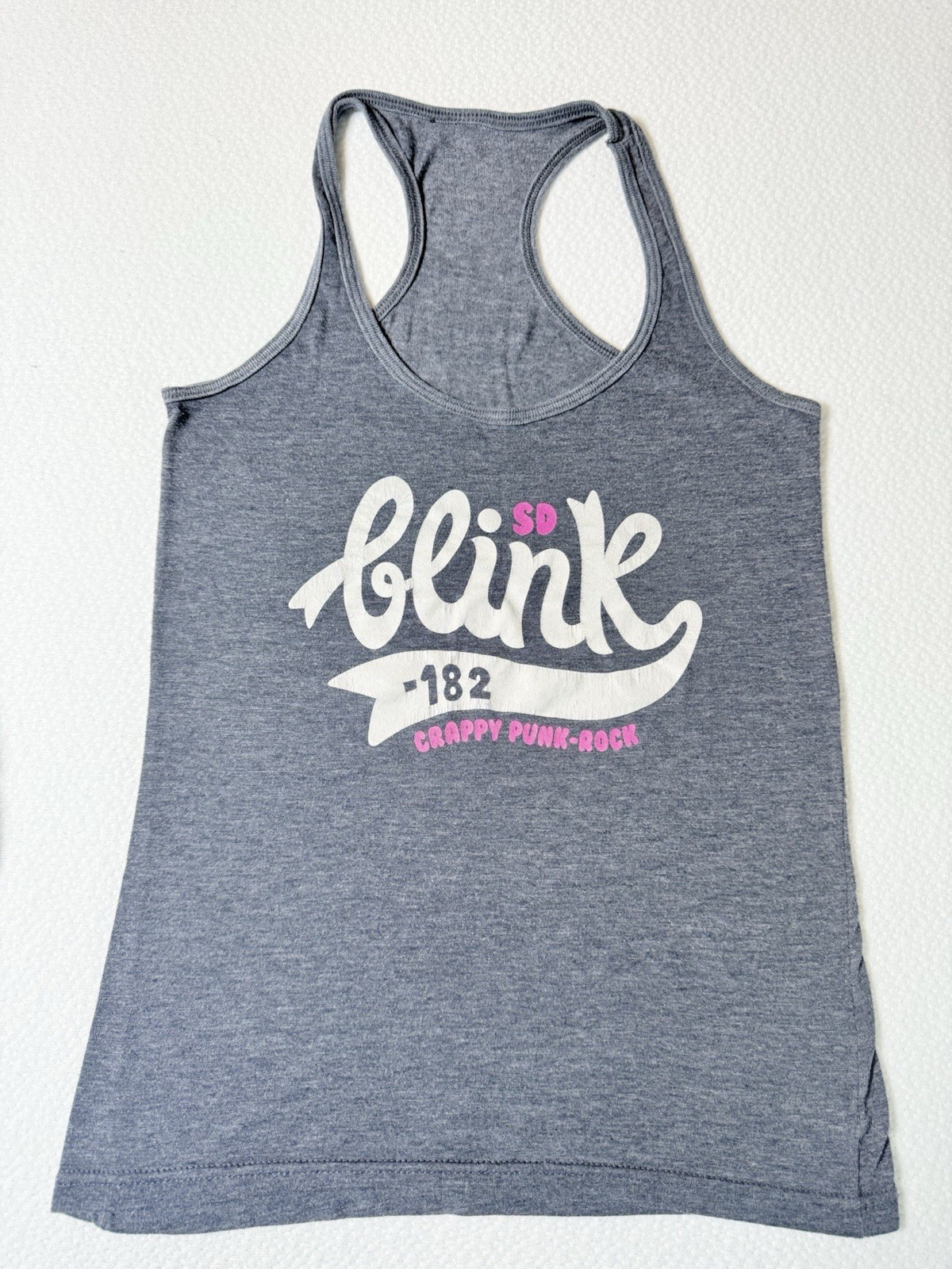 Blink-182 SD Crappy Punk-Rock Gray Racerback Tank Top XS Band Graphic