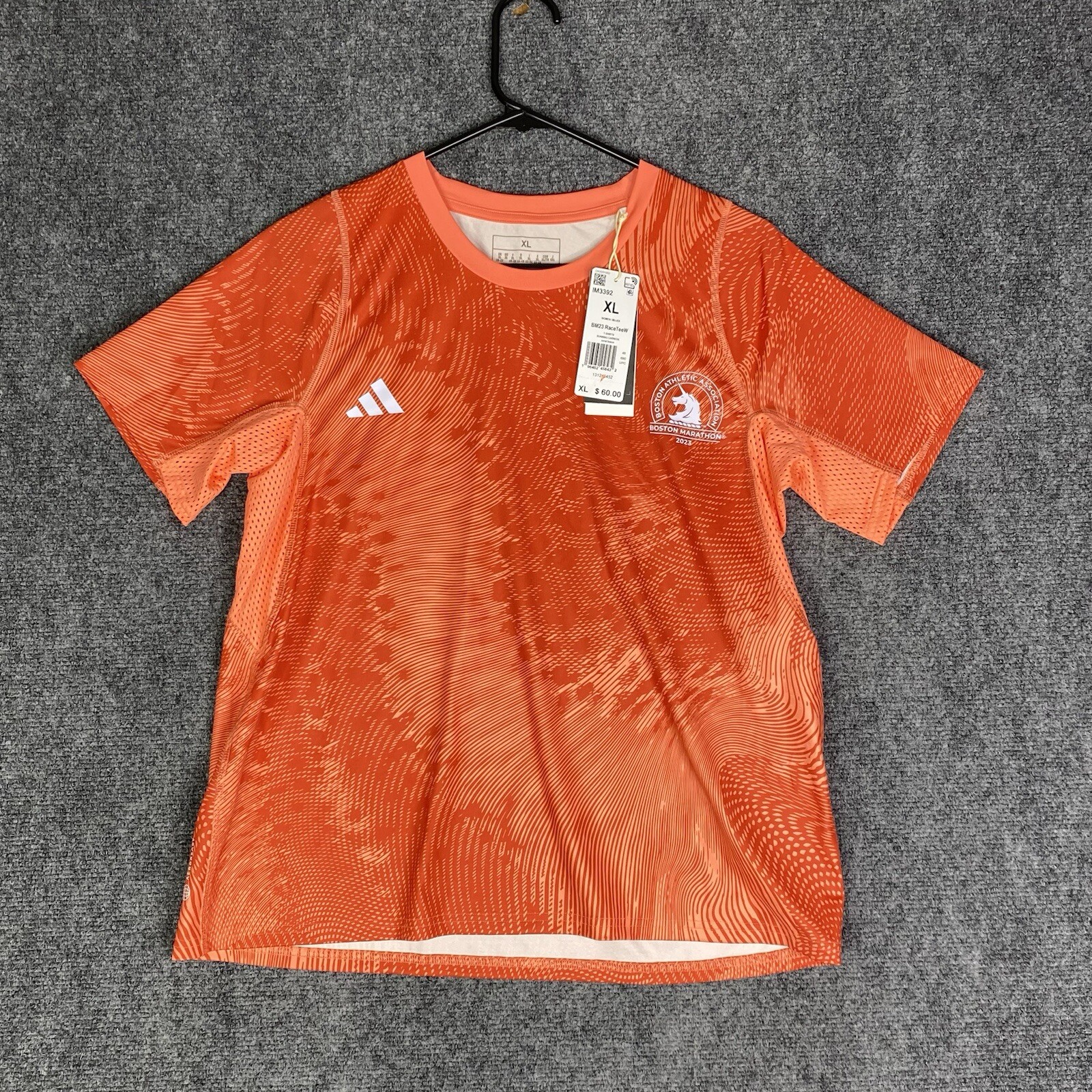 Adidas Boston Marathon 2023 Womens T Shirt Size XL Short Sleeve Orange Mesh Run