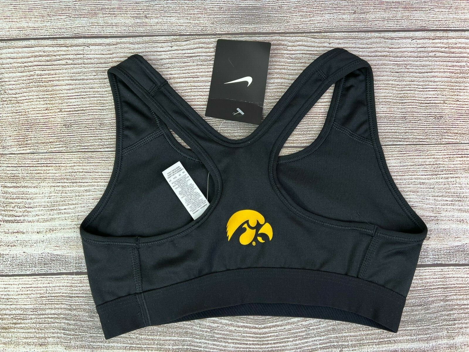 NEW Nike Sports Bra Black Iowa Hawkeye University of Iowa Size XS 728195
