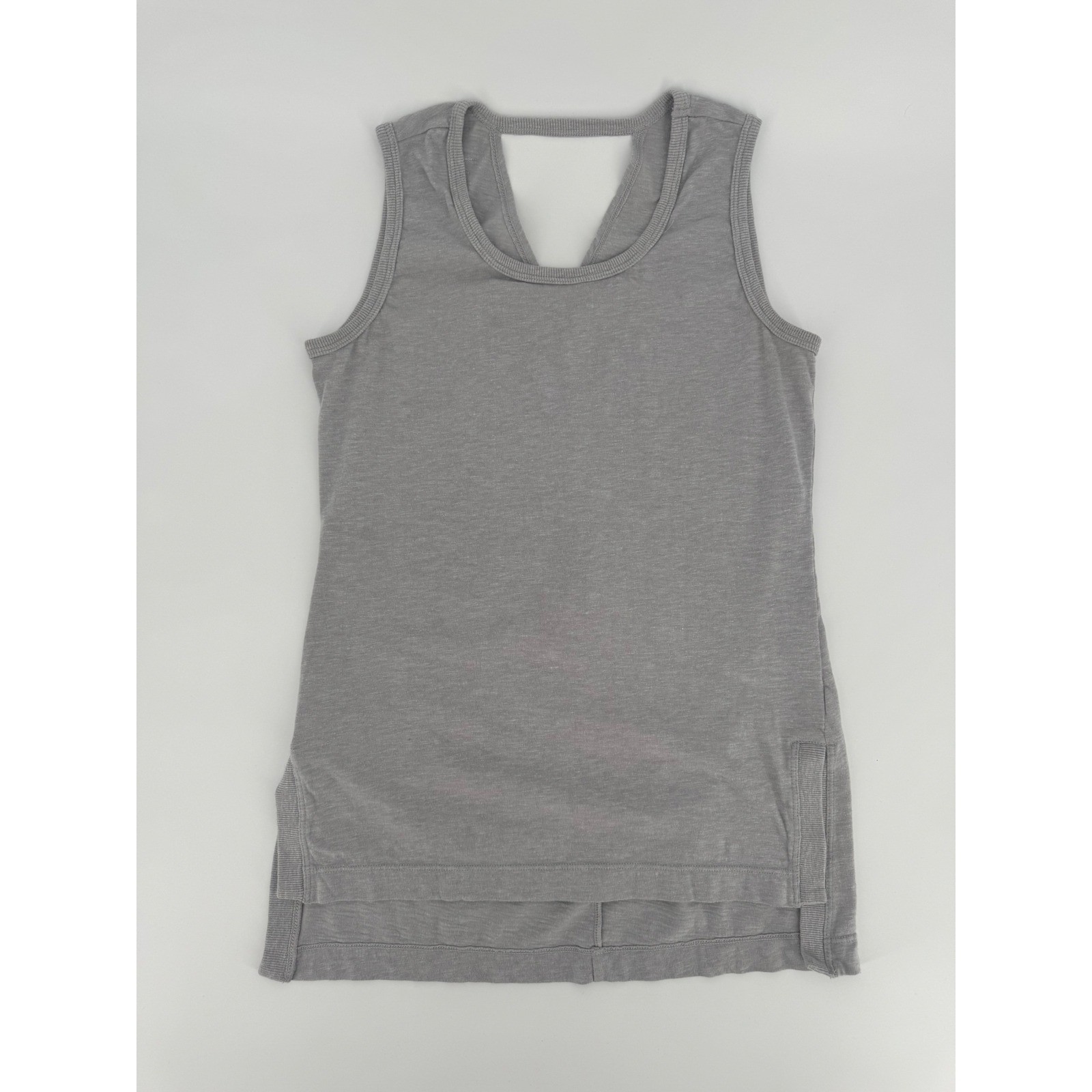 Road Runner Sports Womens Gray Open Back Active Tank Top Small Gray Slit Hem