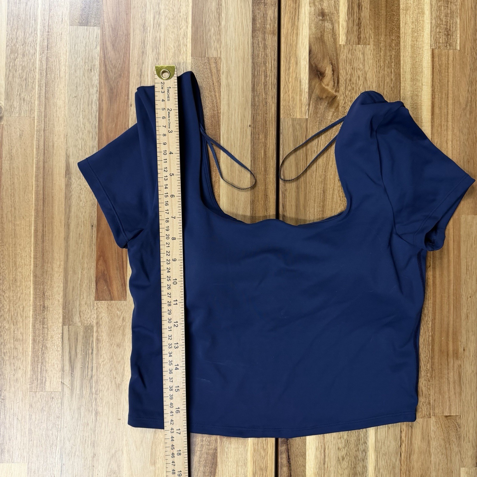 Lululemon Wunder Under SmoothCover Square-Neck Cropped T Blue Size 8