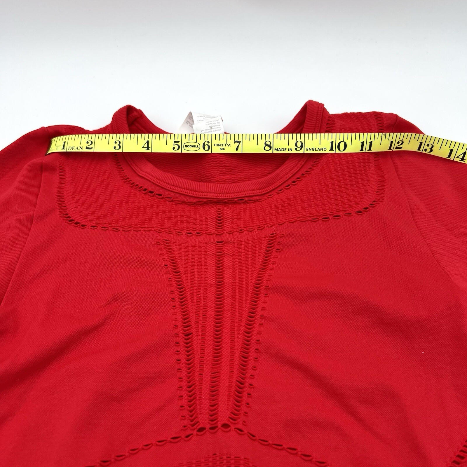 Fabletics Jaymee Shirt Small Mesh Long Sleeve Cut Out Top Lipstick Red Cropped