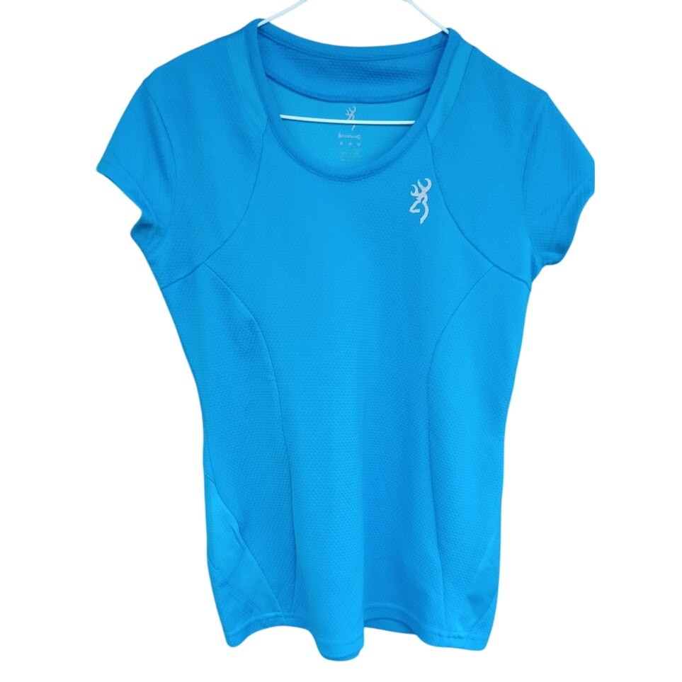 Browning Womens Medium Blue Performance Shirt Buckmark Hunting Shooting Range