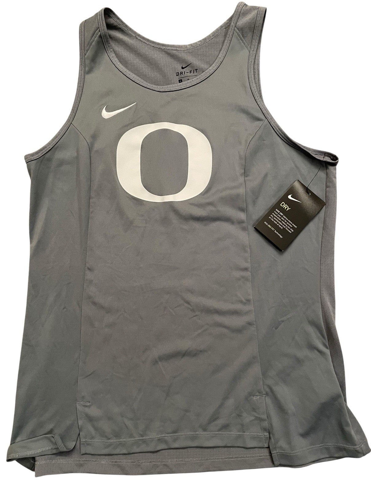 NIKE Dri Fit Gray Oregon DUCKS Logo Shirt Tank Top womens Medium MD 930833 new