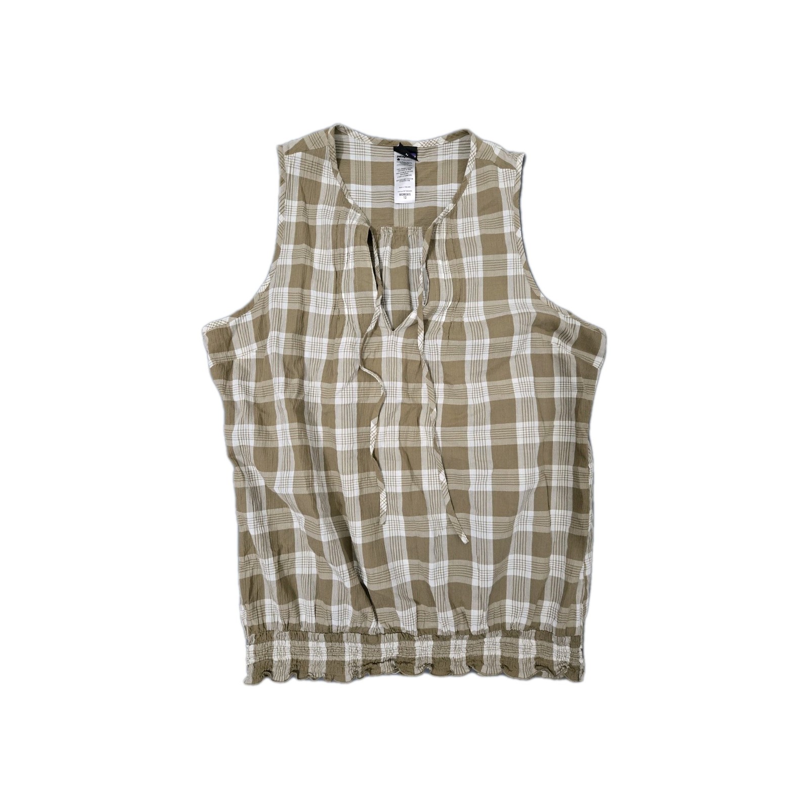 Patagonia Shirt Womens 12 Sleeveless Tank Top Brown Flannel Pattern