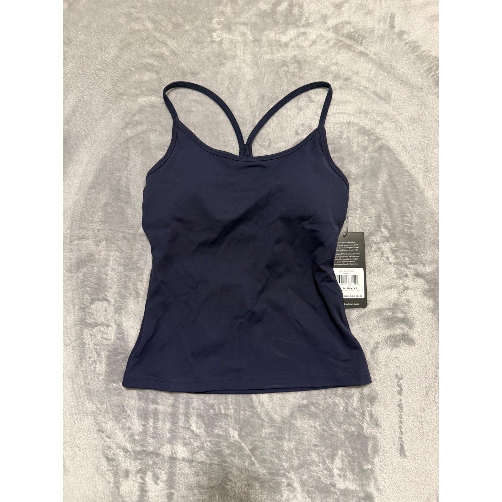 Skechers GOWALK Racerback Shelf Bra Cami Womens XS Navy Blue 9W1TT134 Athletic